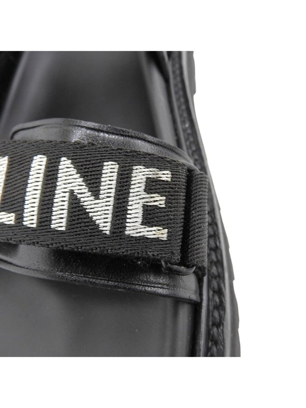 Celine Leather Fabric Sandals Bulky Shoes Black 38.5 - Picture 5 of 6